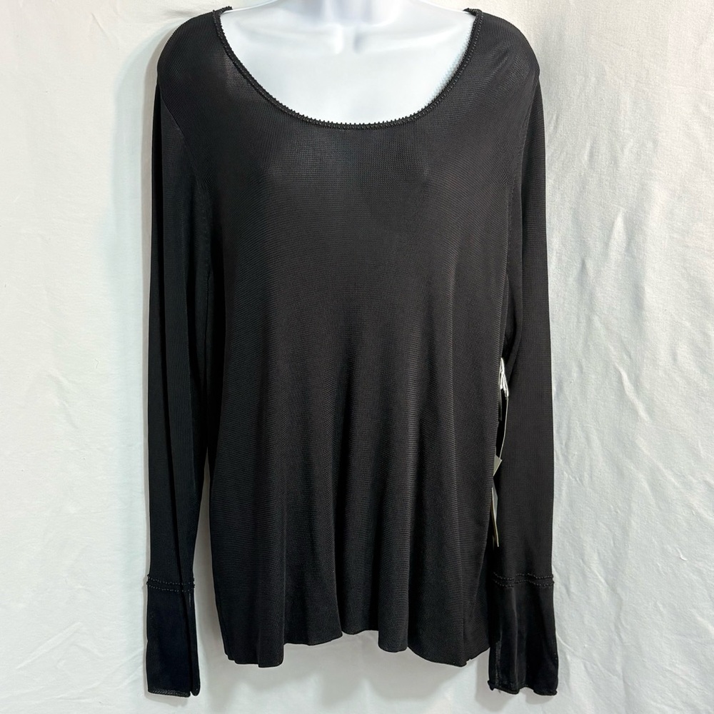 Sheer Y2K Designer Tamotsu New York Black Knit Top NWT 2X